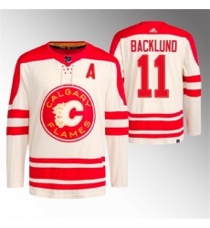 Men's Calgary Flames #11 Mikael Backlund 2023 Cream Classic Primegreen Stitched Jersey