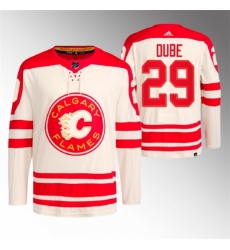 Men's Calgary Flames #29 Dillon Dube 2023 Cream Heritage Classic Primegreen Stitched Jersey