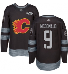 Men's Adidas Calgary Flames #9 Lanny McDonald Authentic Black 1917-2017 100th Anniversary NHL Jersey
