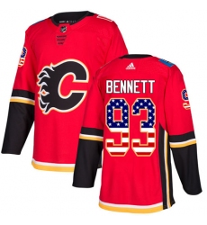 Men's Adidas Calgary Flames #93 Sam Bennett Authentic Red USA Flag Fashion NHL Jersey