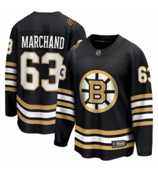 Men's Boston Bruins #63 Brad Marchand Fanatics Branded Black 100th Anniversary Premier Breakaway Player Jersey