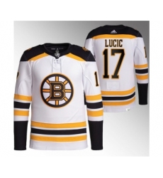 Men's Boston Bruins #17 Milan Lucic White Stitched Jersey