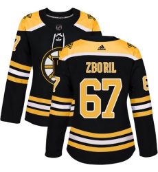 Women's Adidas Boston Bruins #67 Jakub Zboril Authentic Black Home NHL Jersey