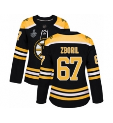 Women's Boston Bruins #67 Jakub Zboril Authentic Black Home 2019 Stanley Cup Final Bound Hockey Jersey