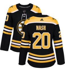 Women's Adidas Boston Bruins #20 Riley Nash Authentic Black Home NHL Jersey