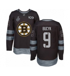 Men's Boston Bruins #9 Johnny Bucyk Authentic Black 1917-2017 100th Anniversary 2019 Stanley Cup Final Bound Hockey Jersey