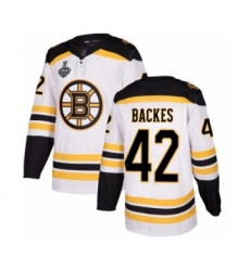 Men's Boston Bruins #42 David Backes Authentic White Away 2019 Stanley Cup Final Bound Hockey Jersey