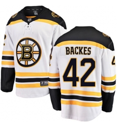 Men's Boston Bruins #42 David Backes Authentic White Away Fanatics Branded Breakaway NHL Jersey