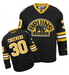 Men's Reebok Boston Bruins #30 Gerry Cheevers Authentic Black Third NHL Jersey