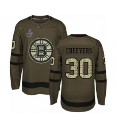 Youth Boston Bruins #30 Gerry Cheevers Authentic Green Salute to Service 2019 Stanley Cup Final Bound Hockey Jersey