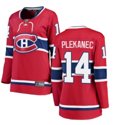 Women's Montreal Canadiens #14 Tomas Plekanec Authentic Red Home Fanatics Branded Breakaway NHL Jersey