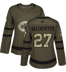 Women's Adidas Montreal Canadiens #27 Alex Galchenyuk Authentic Green Salute to Service NHL Jersey