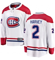 Men's Montreal Canadiens #2 Doug Harvey Authentic White Away Fanatics Branded Breakaway NHL Jersey