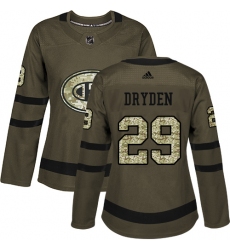 Women's Adidas Montreal Canadiens #29 Ken Dryden Authentic Green Salute to Service NHL Jersey