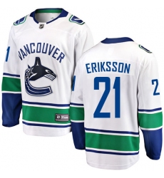 Youth Vancouver Canucks #21 Loui Eriksson Fanatics Branded White Away Breakaway NHL Jersey