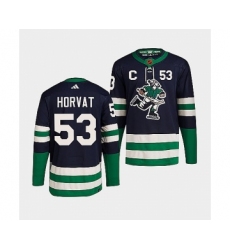 Men's Vancouver Canucks #53 Bo Horvat Navy 2022 Reverse Retro Stitched Jersey