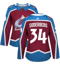 Women's Adidas Colorado Avalanche #34 Carl Soderberg Premier Burgundy Red Home NHL Jersey