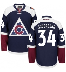 Women's Reebok Colorado Avalanche #34 Carl Soderberg Authentic Blue Third NHL Jersey