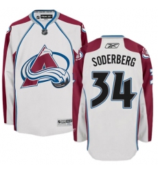 Youth Reebok Colorado Avalanche #34 Carl Soderberg Authentic White Away NHL Jersey