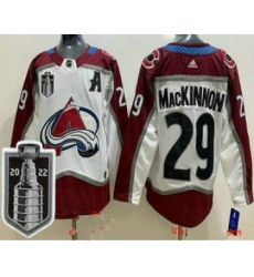 Men's Colorado Avalanche #29 Nathan MacKinnon White 2022 Stanley Cup Stitched Jersey