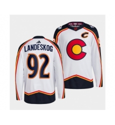 Men's Colorado Avalanche #92 Gabriel Landeskog White 2022-23 Reverse Retro Stitched Jersey