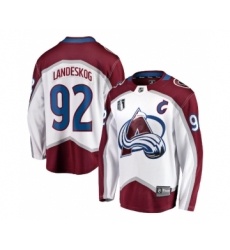 Men's Colorado Avalanche #92 Gabriel Landeskog White 2022 Stanley Cup Final Stitched Jersey