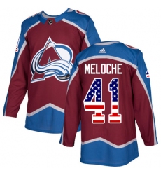 Men's Adidas Colorado Avalanche #41 Nicolas Meloche Authentic Burgundy Red USA Flag Fashion NHL Jersey