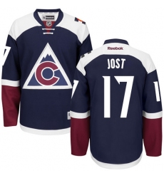 Women's Reebok Colorado Avalanche #17 Tyson Jost Premier Blue Third NHL Jersey