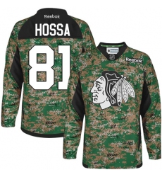 Men's Reebok Chicago Blackhawks #81 Marian Hossa Premier Camo Veterans Day Practice NHL Jersey