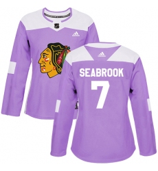 Women's Adidas Chicago Blackhawks #7 Brent Seabrook Authentic Purple Fights Cancer Practice NHL Jersey