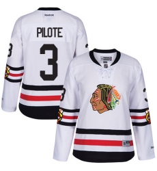 Women's Reebok Chicago Blackhawks #3 Pierre Pilote Premier White 2017 Winter Classic NHL Jersey
