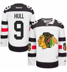 Men's Reebok Chicago Blackhawks #9 Bobby Hull Premier White 2016 Stadium Series NHL Jersey
