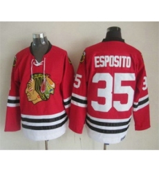 Men's Chicago Blackhawks #35 Tony Esposito Red Throwback Jersey