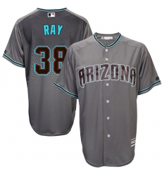 Men's Majestic Arizona Diamondbacks #38 Robbie Ray Authentic Gray/Turquoise Cool Base MLB Jersey