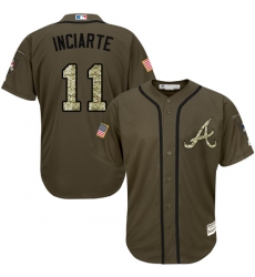 Men's Majestic Atlanta Braves #11 Ender Inciarte Replica Green Salute to Service MLB Jersey