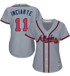 Women's Majestic Atlanta Braves #11 Ender Inciarte Replica Grey Road Cool Base MLB Jersey