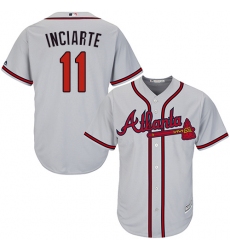 Youth Majestic Atlanta Braves #11 Ender Inciarte Replica Grey Road Cool Base MLB Jersey