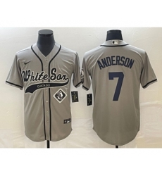 Men's Chicago White Sox #7 Tim Anderson Grey Cool Base Stitched Baseball Jersey1