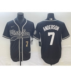 Men's Chicago White Sox #7 Tim Anderson Number Black Cool Base Stitched Baseball Jersey