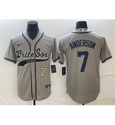 Men's Chicago White Sox #7 Tim Anderson Number Grey Cool Base Stitched Baseball Jersey