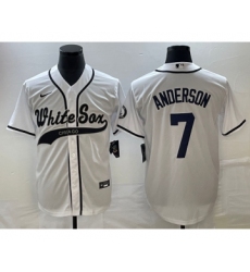 Men's Chicago White Sox #7 Tim Anderson White Cool Base Stitched Baseball Jersey1