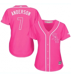 Women's Majestic Chicago White Sox #7 Tim Anderson Replica Pink Fashion Cool Base MLB Jersey