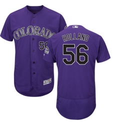 Men's Majestic Colorado Rockies #56 Greg Holland Purple Flexbase Authentic Collection MLB Jersey