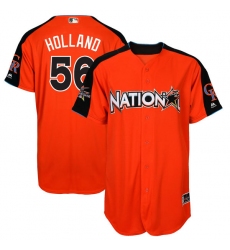 Youth Majestic Colorado Rockies #56 Greg Holland Replica Orange National League 2017 MLB All-Star MLB Jersey