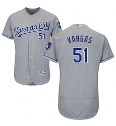 Men's Majestic Kansas City Royals #51 Jason Vargas Grey Flexbase Authentic Collection MLB Jersey