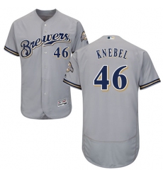 Men's Majestic Milwaukee Brewers #46 Corey Knebel Grey Flexbase Authentic Collection MLB Jersey