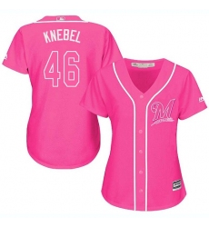 Women's Majestic Milwaukee Brewers #46 Corey Knebel Replica Pink Fashion Cool Base MLB Jersey