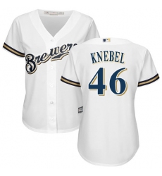 Women's Majestic Milwaukee Brewers #46 Corey Knebel Replica White Home Cool Base MLB Jersey