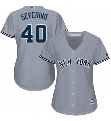 Women's Majestic New York Yankees #40 Luis Severino Authentic Grey Road MLB Jersey