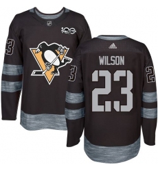 Men's Adidas Pittsburgh Penguins #23 Scott Wilson Authentic Black 1917-2017 100th Anniversary NHL Jersey